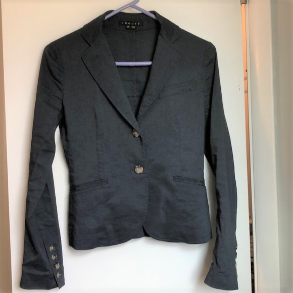 Theory - Navy Linen Blazer - Size 00
